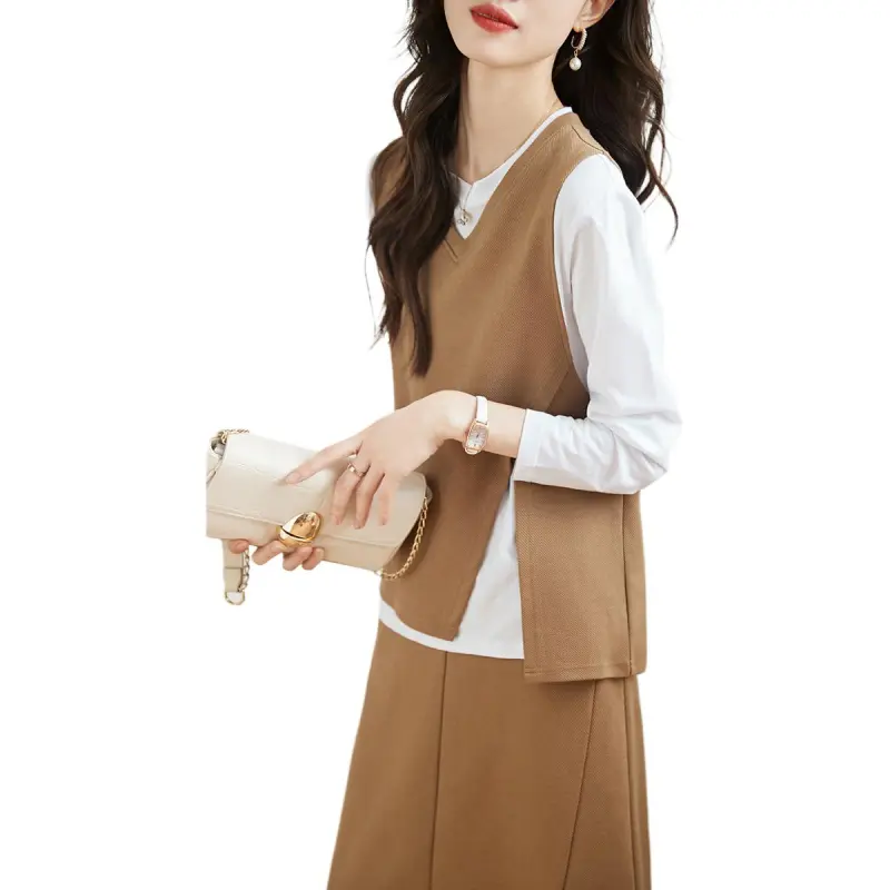 Mo Han Yi Mei Skirt Set Women's Coffee-4