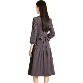 Mylan Spring, Fall Long Sleeved Dress Cinched Waist Women's Purple Collection Brand, Stay Updated With Event Alerts