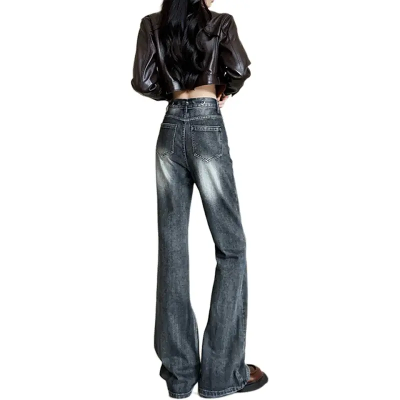FAWENXIANGZI Jeans Women's Smoke Gray-3
