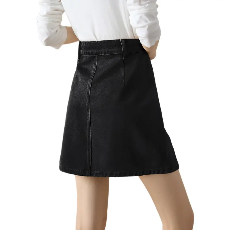Mo Han Yi Mei Denim Short Skirts Women's Black-4