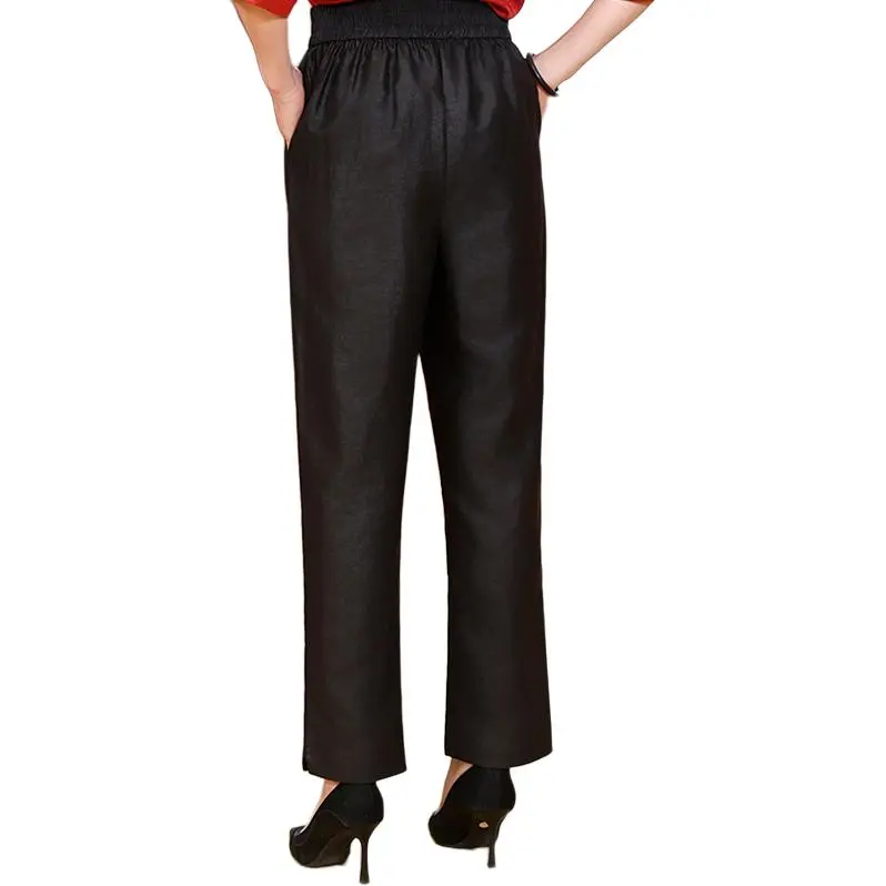 Yi Mengyuan Silk Casual Pants Women's Black-5