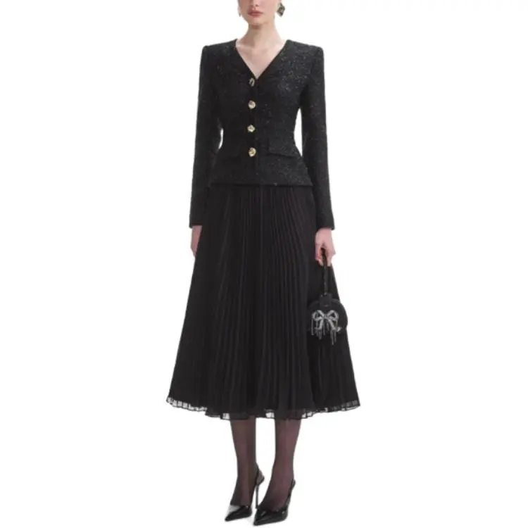 Self portrait Tinsel Boucle Chiffon Midi Dress-2