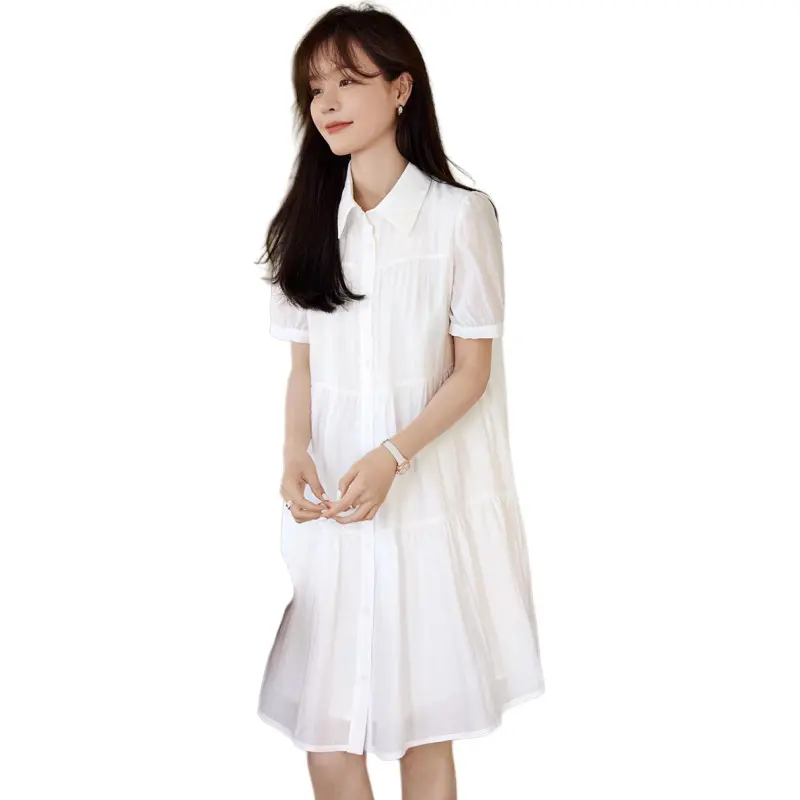 Mo Han Yi Mei Short Sleeved Dress Women's Ecru-1