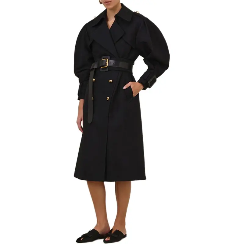 Zimmermann SS25 Vacation Collection Trench Coat Women's Black-3