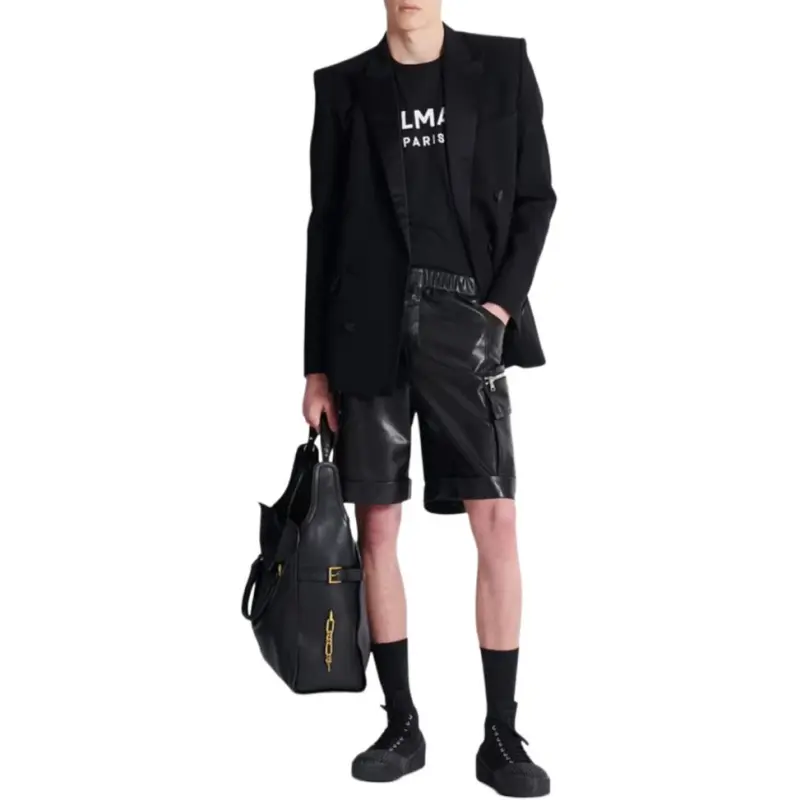 BALMAIN Leather Cargo Shorts-2