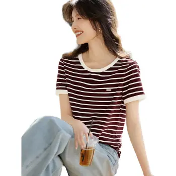 XWI Regular T Shirt Women's Angora Red & White