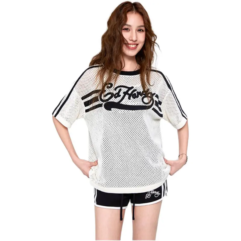 Ed Hardy Drop Shoulder Sleeve T Shirt Women's Ivory White-5