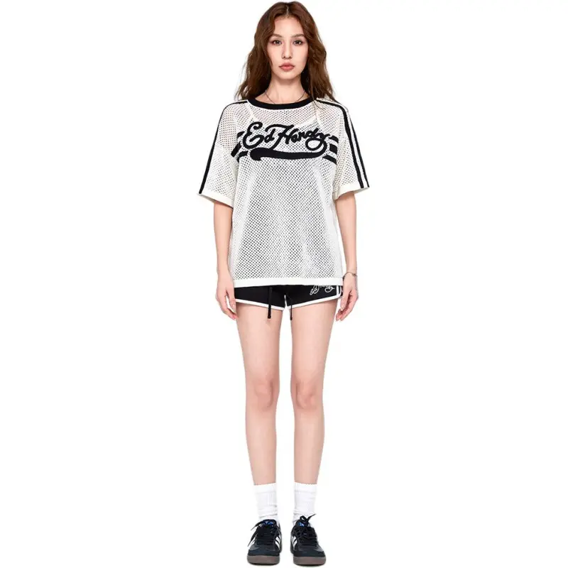 Ed Hardy Drop Shoulder Sleeve T Shirt Women's Ivory White-4