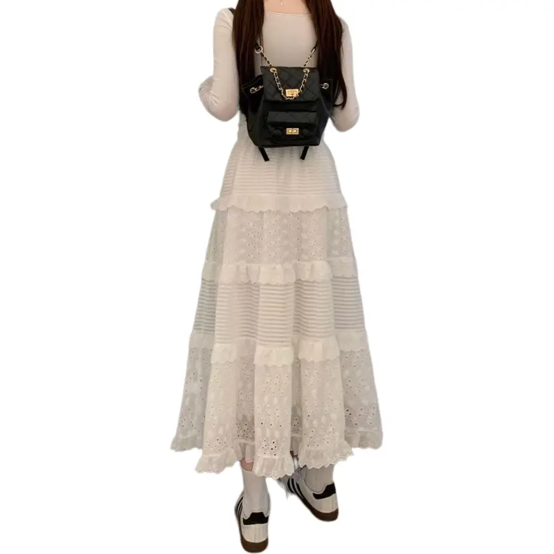 The Temptation Of The Muse Casual Long Skirt Women's White-1