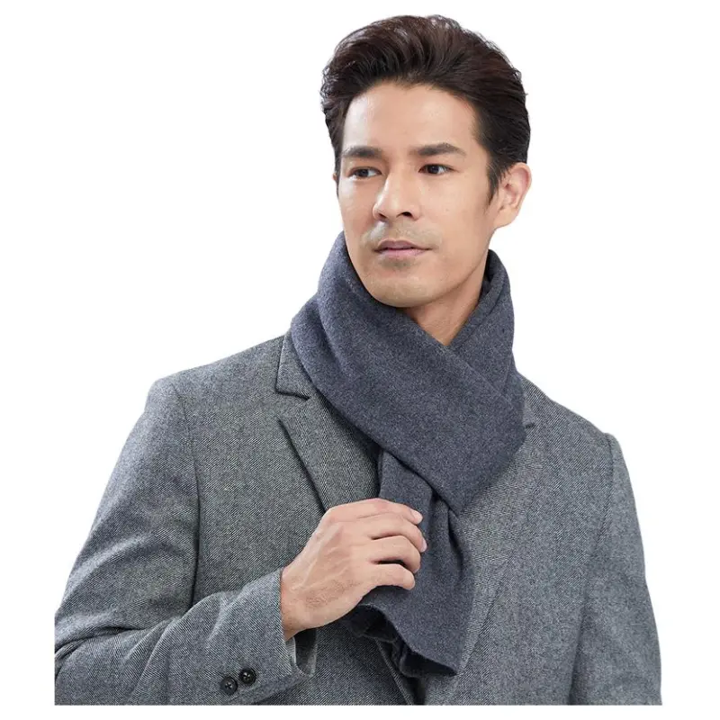 H YXIANG Wool Knit Scarves Men's-5