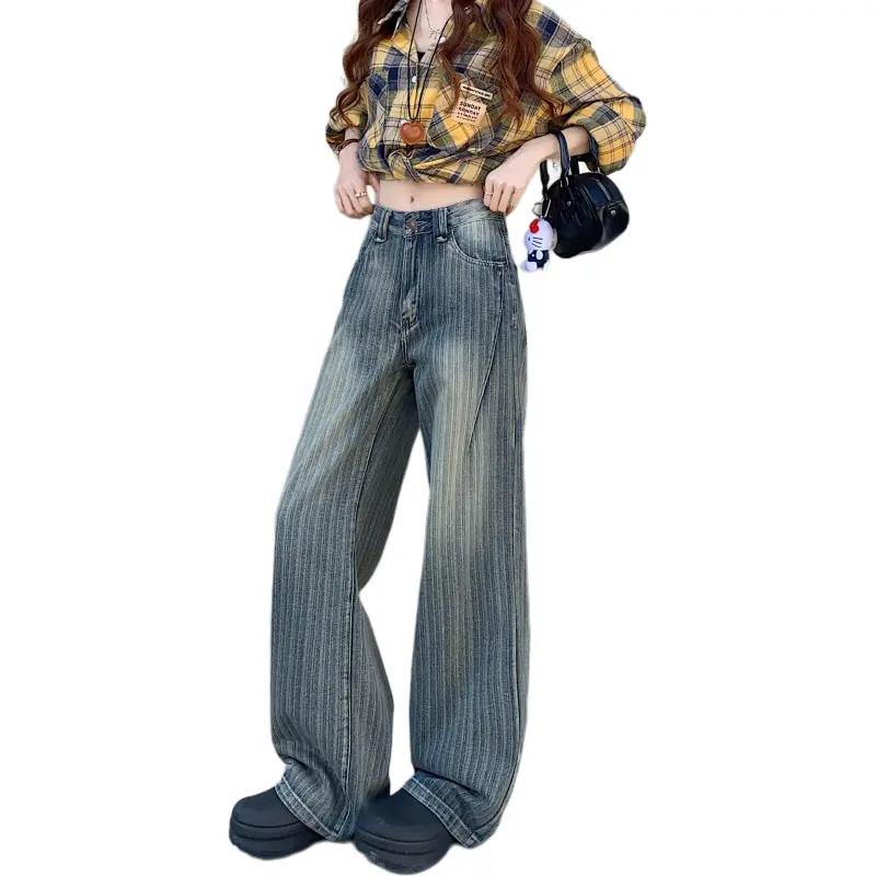 GOSO Jeans Women's Blue Vertical Stripes-5