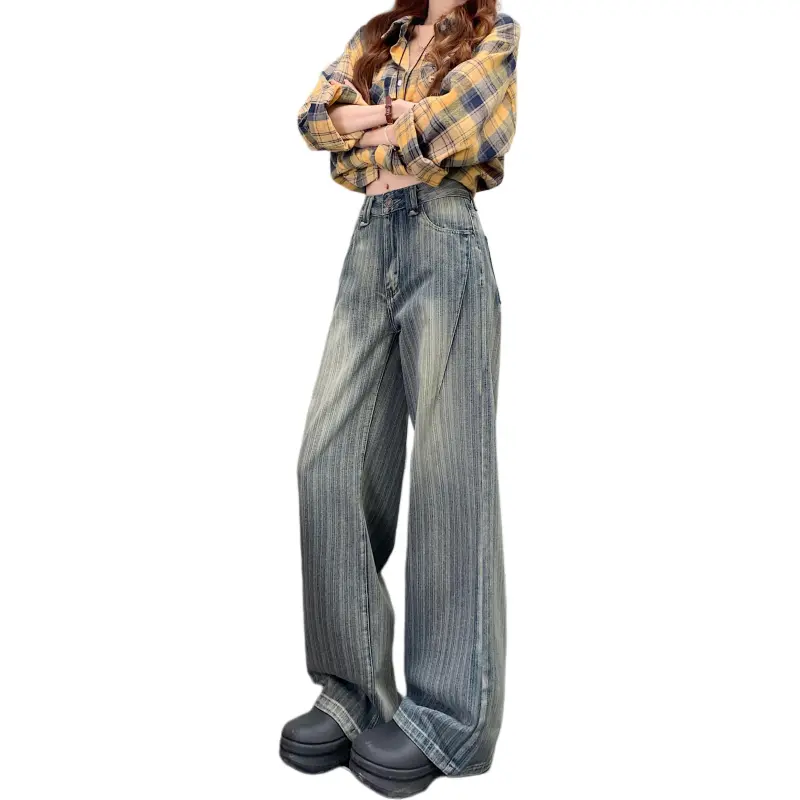 GOSO Jeans Women's Blue Vertical Stripes-3