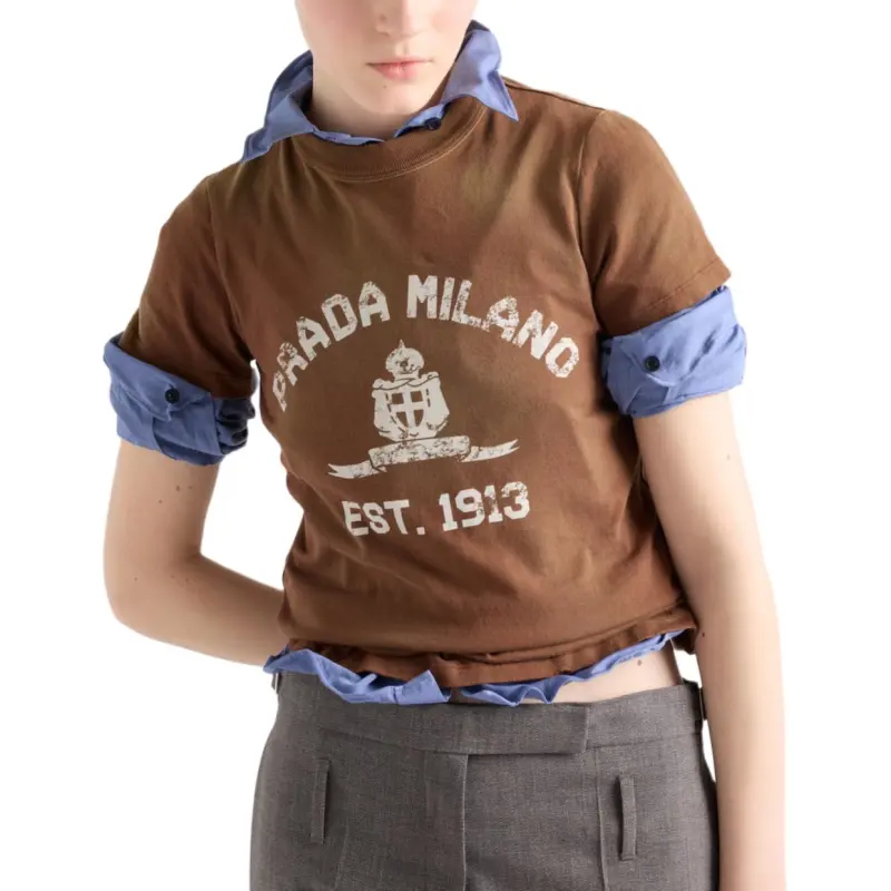 PRADA Logo print T shirt-3