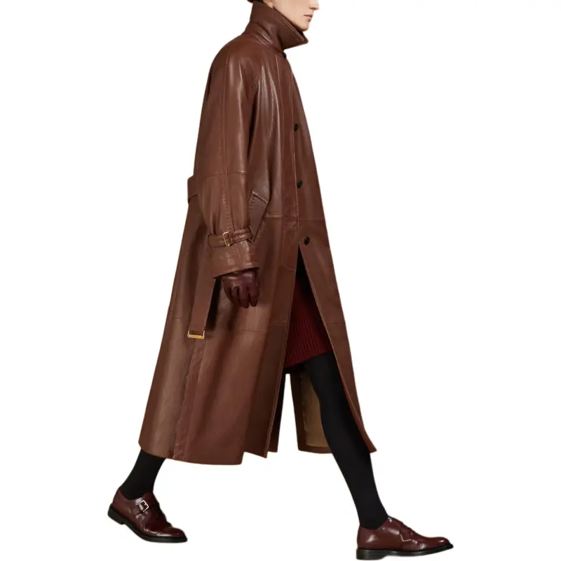MaxMara Bellico Collection Leather Jacket Women's Brown-3