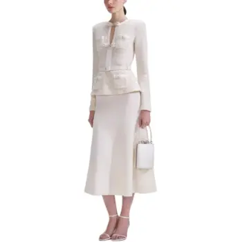 Self portrait Long Sleeved Dress Women's Ivory White