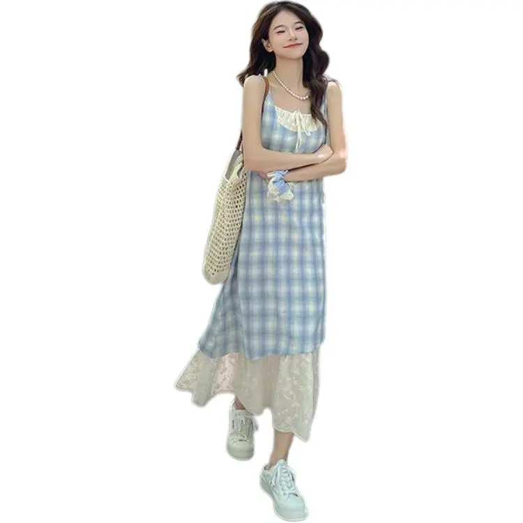 GOSO Slip Dresses Women's Blue-4