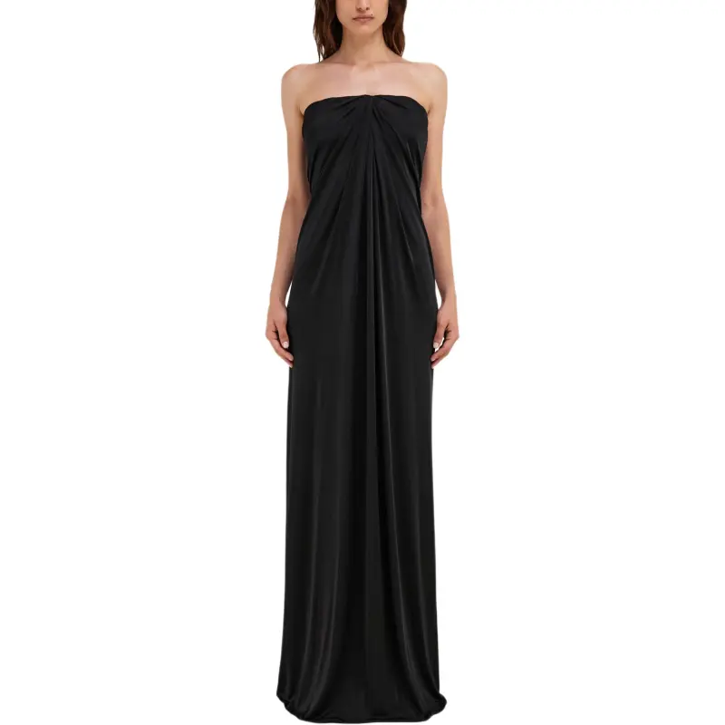 Ferragamo Gathered Detailed Strapless Long Dress-1