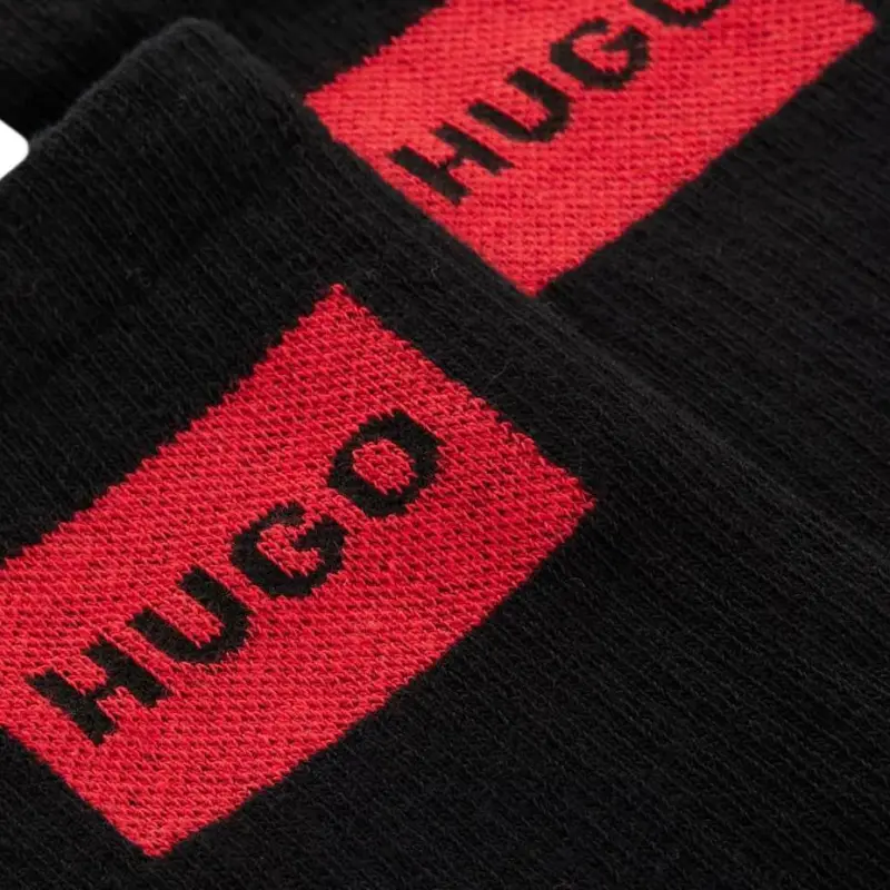 HUGO BOSS Mid Calf Socks Unisex 2 Pack Black-1