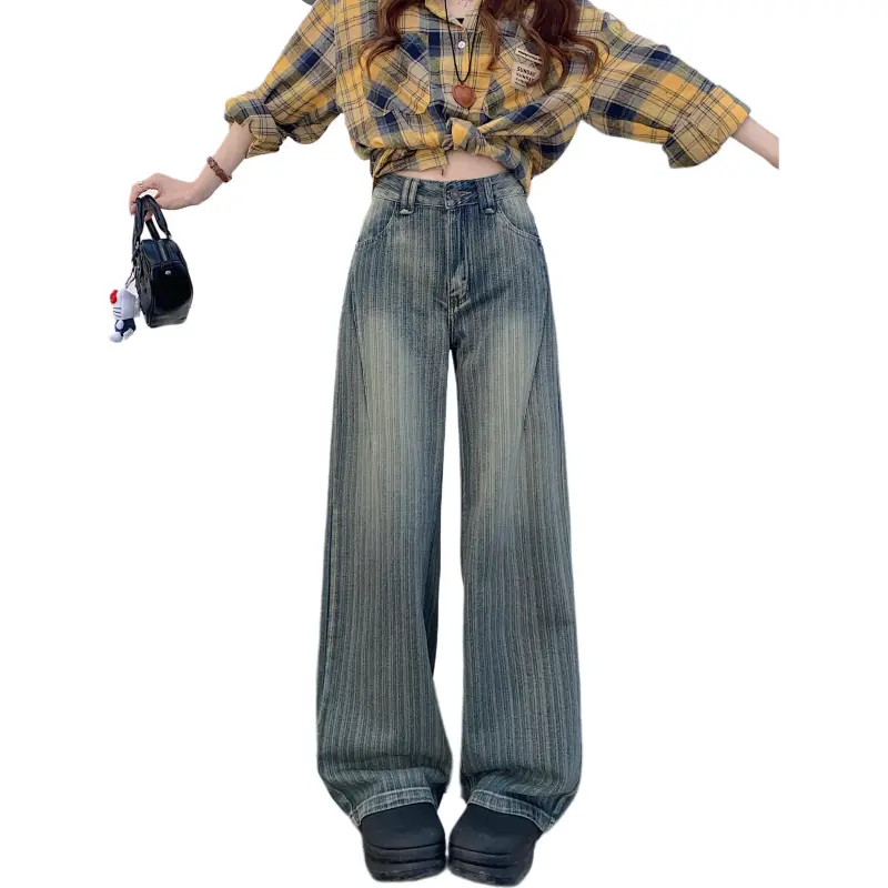 GOSO Jeans Women's Blue Vertical Stripes-6