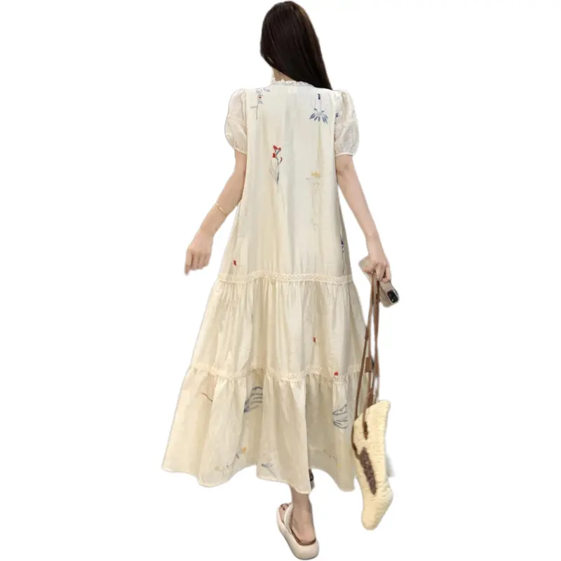 Flowers In Water Short Sleeved Dress Women's-1