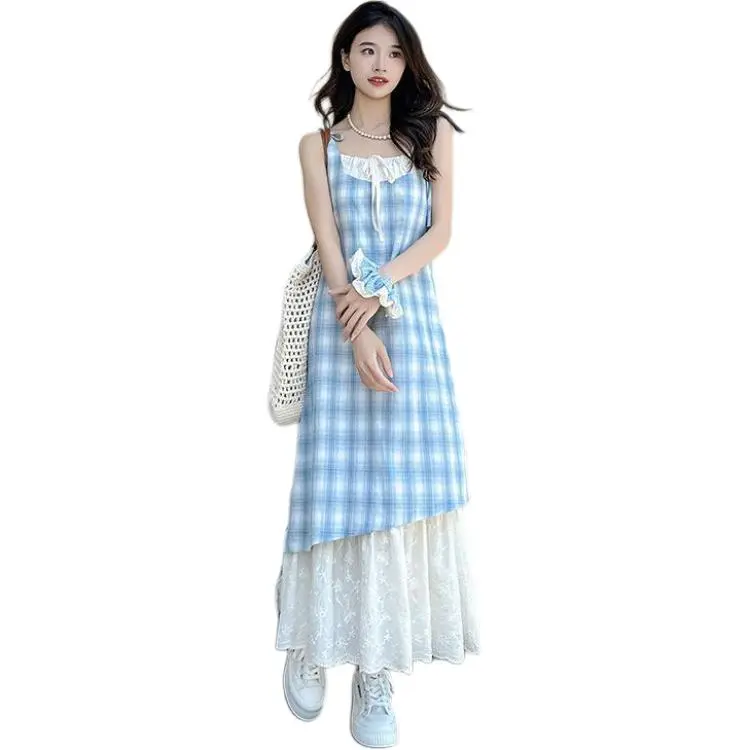 GOSO Slip Dresses Women's Blue-1