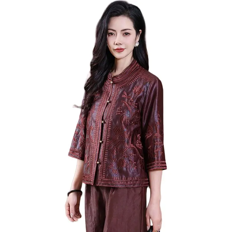 Yi Mengyuan 3/4 Sleeved Silk Shirt Women's-0