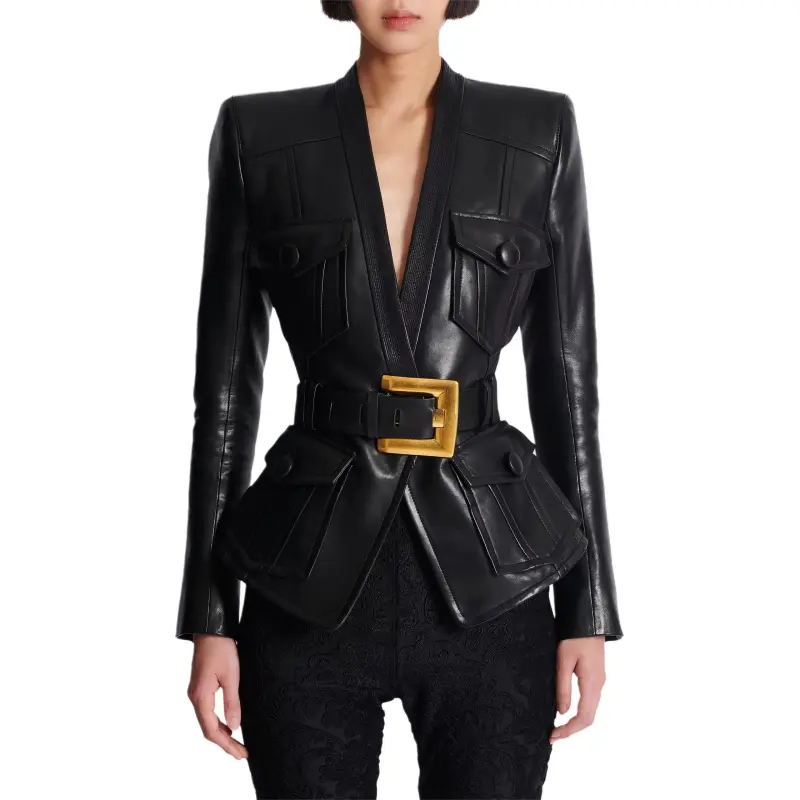 BALMAIN Belted Leather Jacket-1