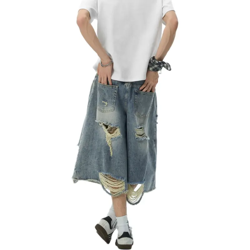 JHYQ Denim Shorts Unisex Blue-4