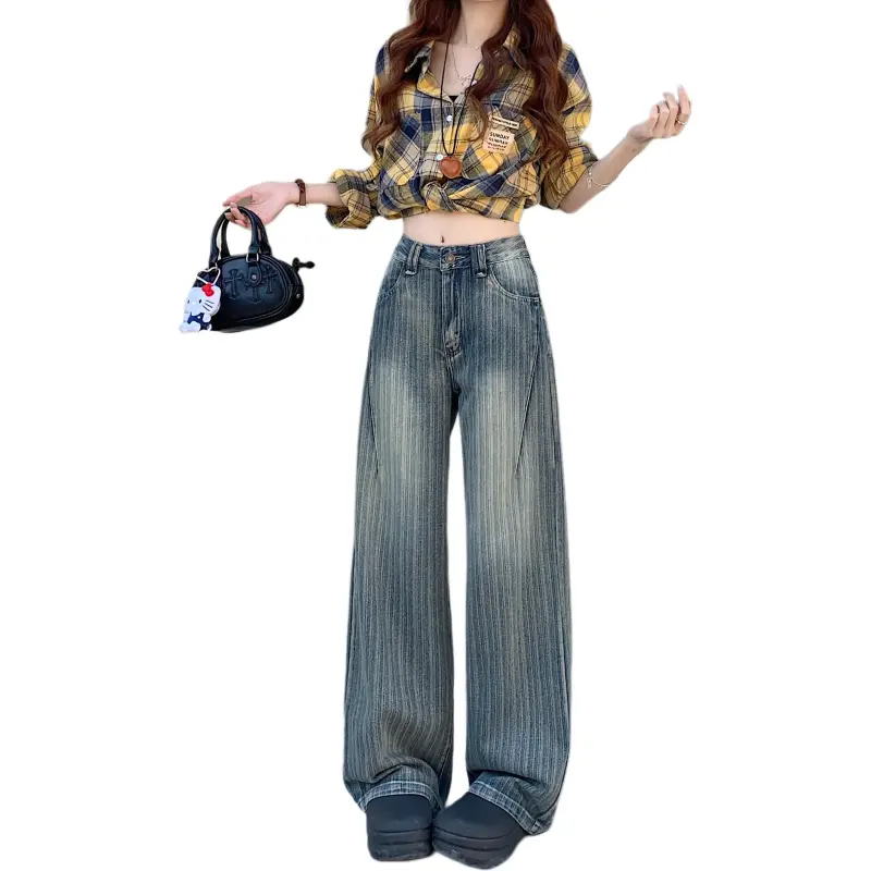 GOSO Jeans Women's Blue Vertical Stripes-4