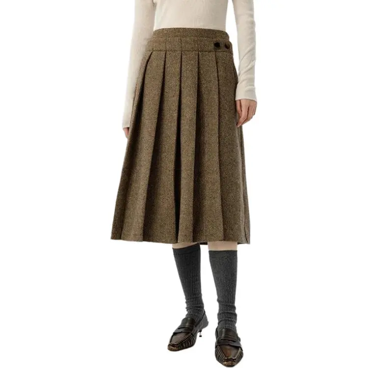 Omont Casual Long Skirt Women's Brown With Print-2