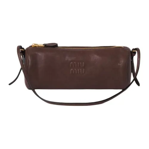 MIU MIU Lambskin Handheld Shoulder Bag Women's Heather Wood Color