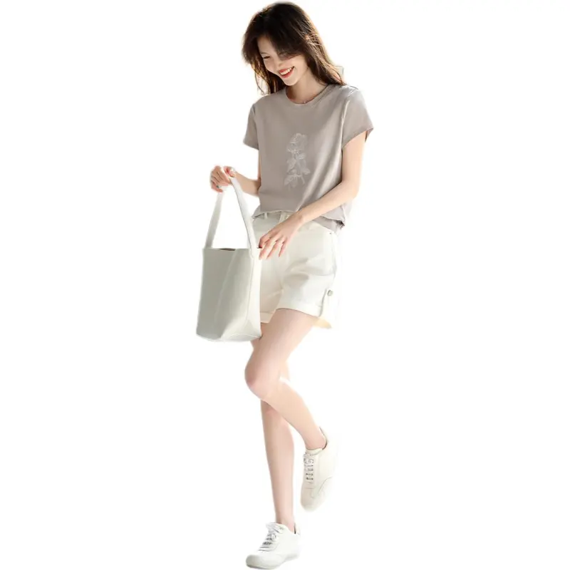 XWI T Shirts Women's Gray Khaki-1