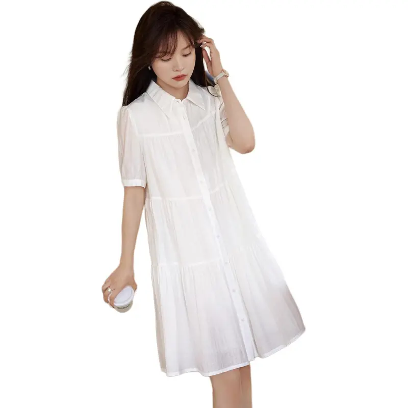 Mo Han Yi Mei Short Sleeved Dress Women's Ecru-2