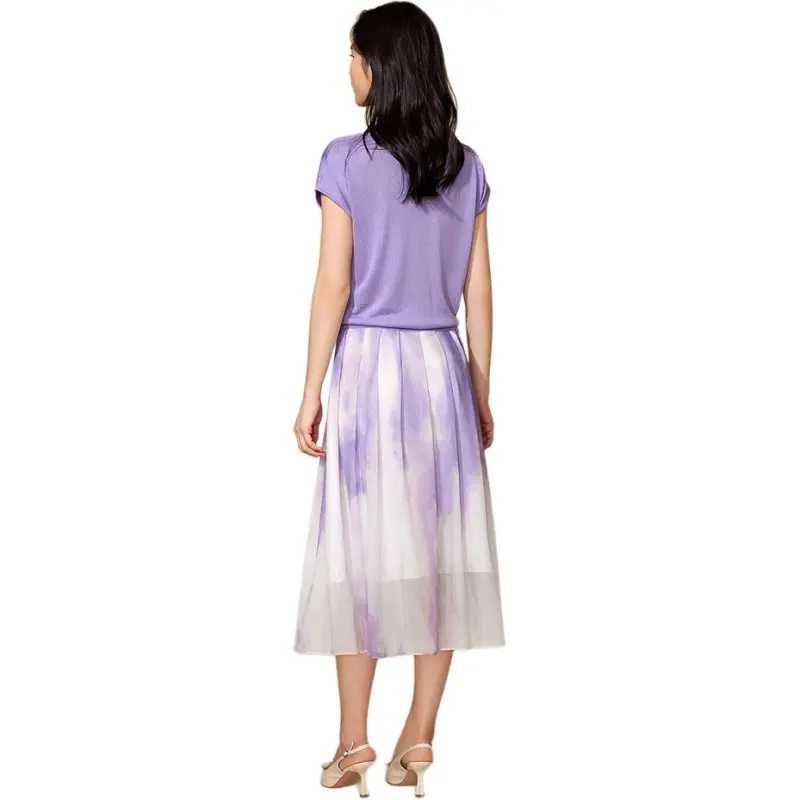 BBLLUUEE Casual Long Skirt Women's Mist Purple-1