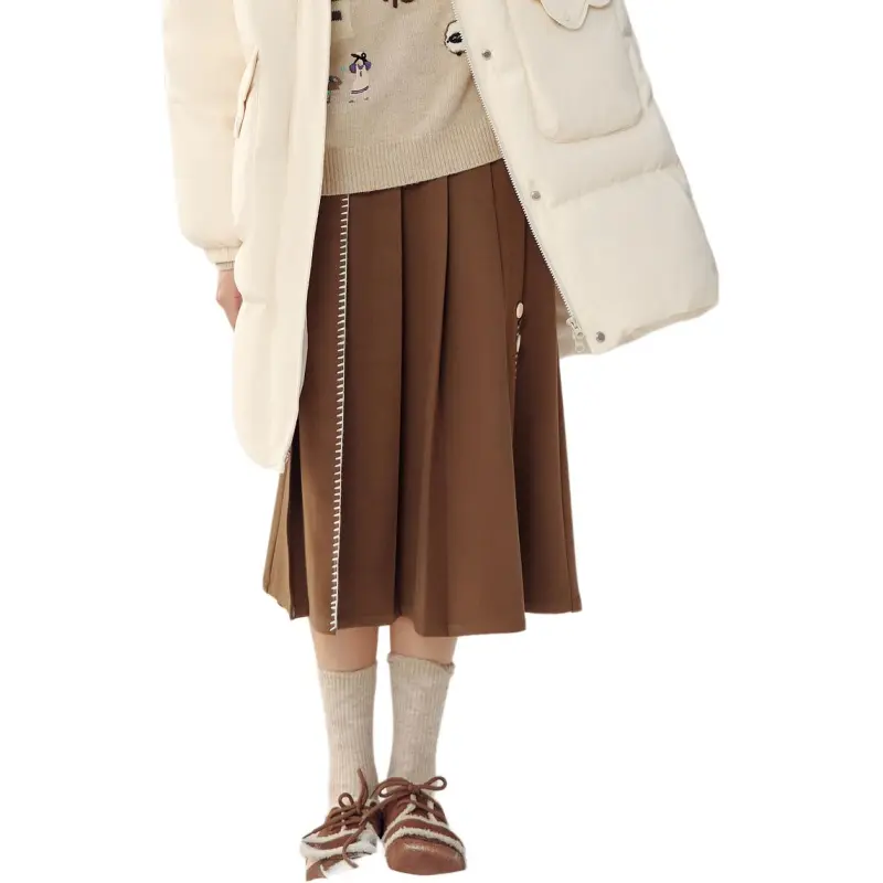 ZIHAN Casual Long Skirt Women's Khaki-4