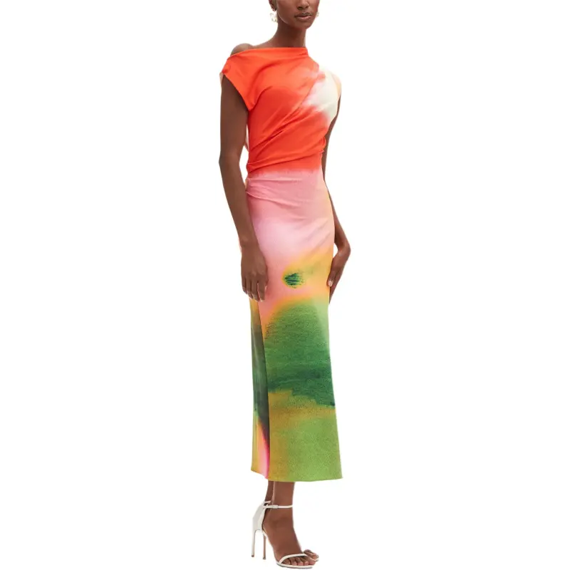 Oscar De La Renta Abstract Watercolor Dress-2