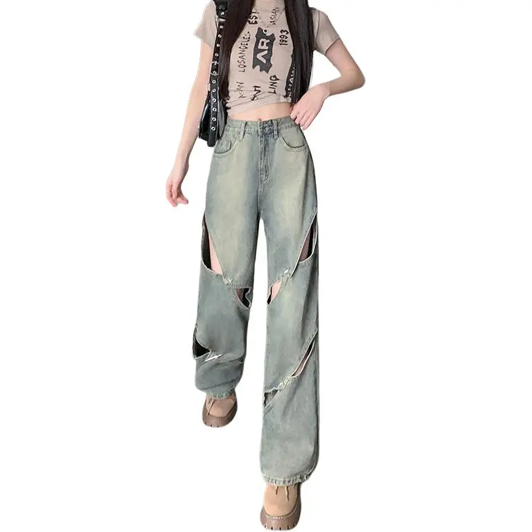 Flowers In Water Jeans Women's Vintage Blue-4
