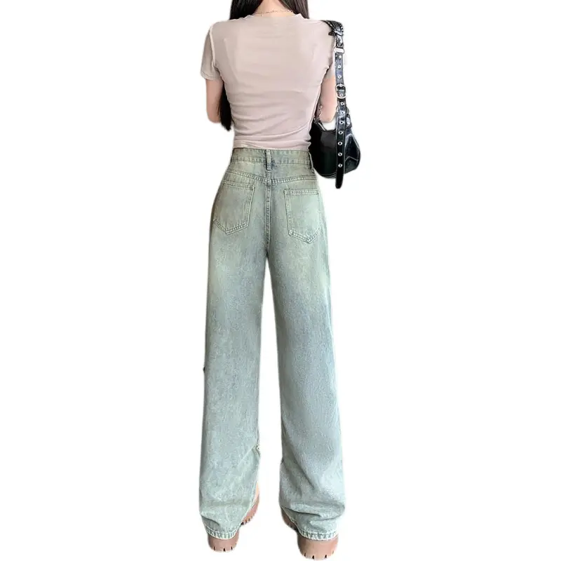 Flowers In Water Jeans Women's Vintage Blue-2