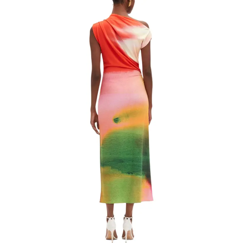 Oscar De La Renta Abstract Watercolor Dress-3