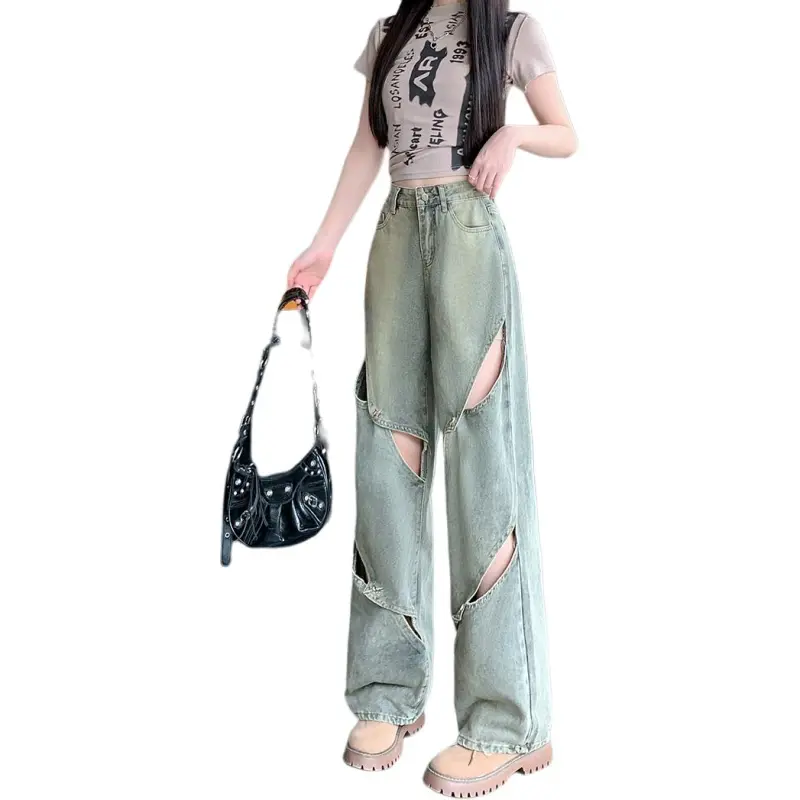 Flowers In Water Jeans Women's Vintage Blue-1