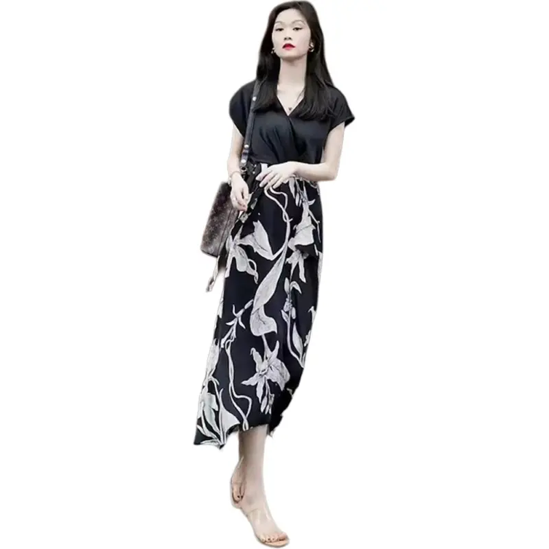 Flowers In Water Short Sleeved Dress Women's-2