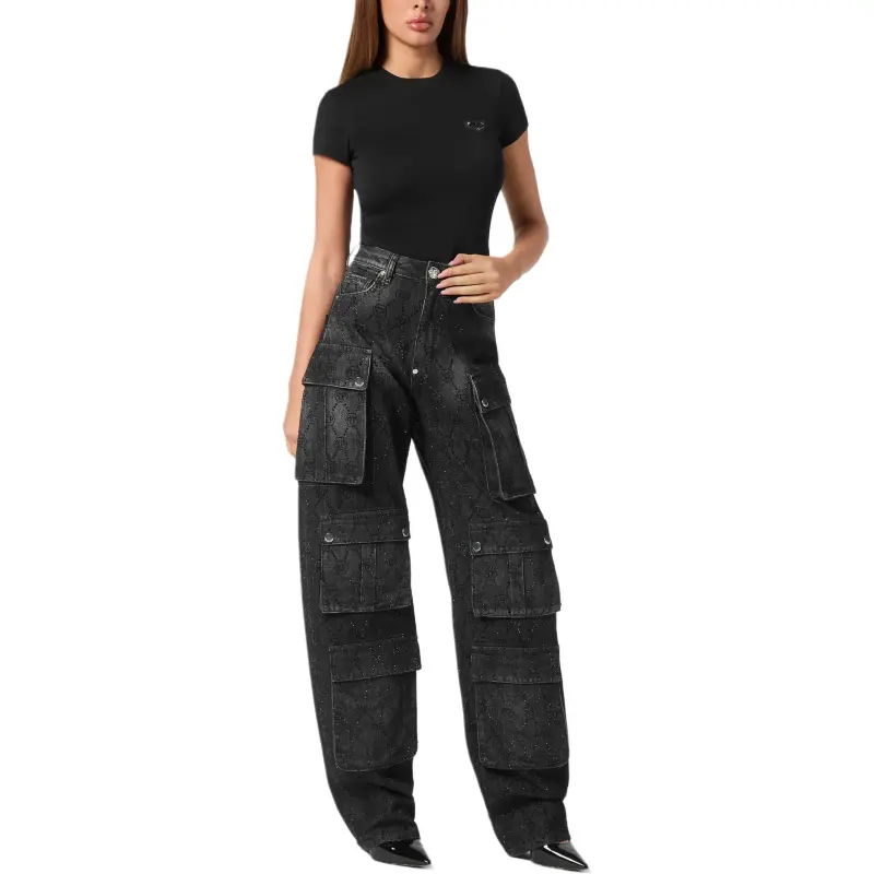 PHILIPP PLEIN Cargo Monogram Strass Jeans-1