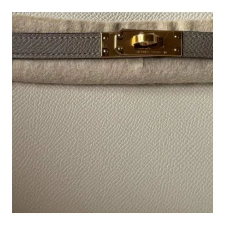 HERMES Mini Kelly 2nd Generation Epsom Leather Handbag Women's Milkshake White & M8 Galaxy Gray-2