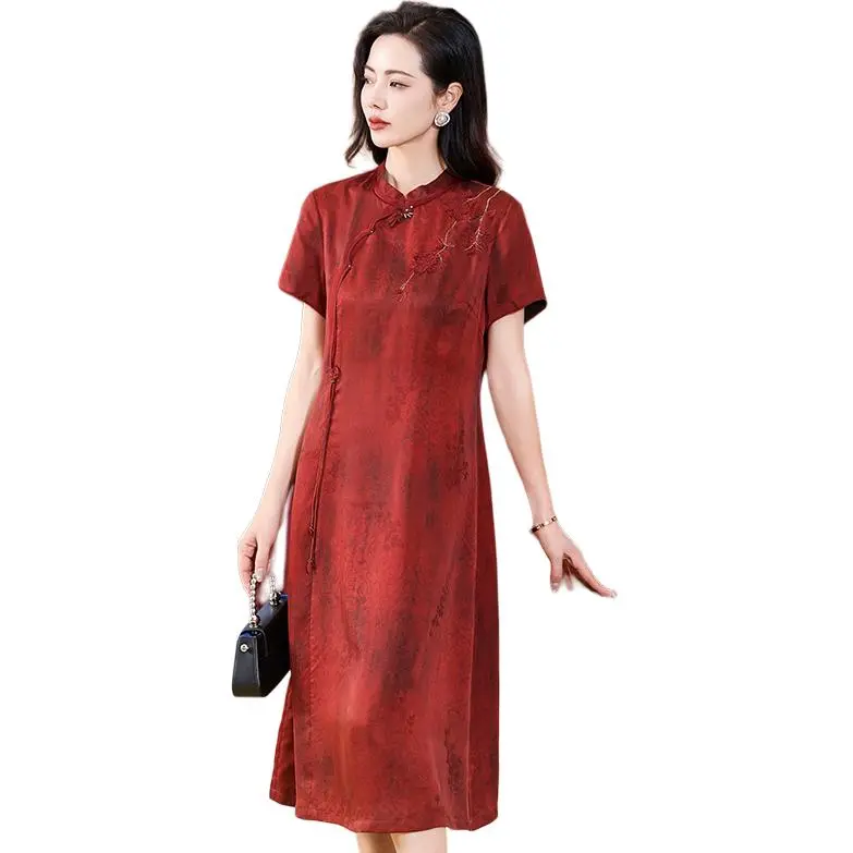 Yi Mengyuan Silk Short Sleeved Dress Women's-1