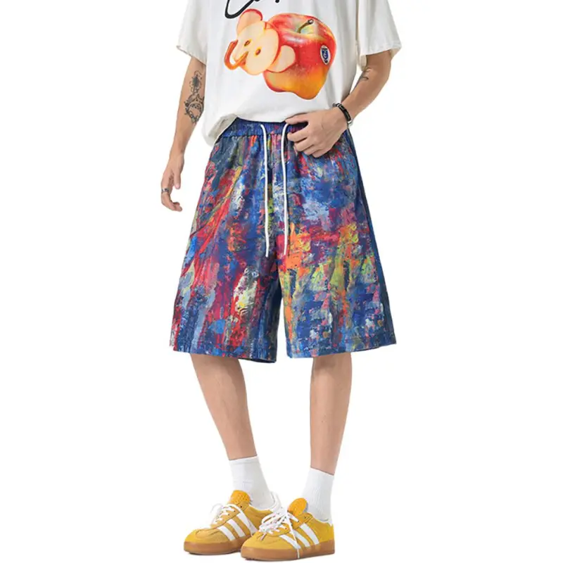 FORCEPULR Casual Shorts Unisex Rainbow Graffiti-2