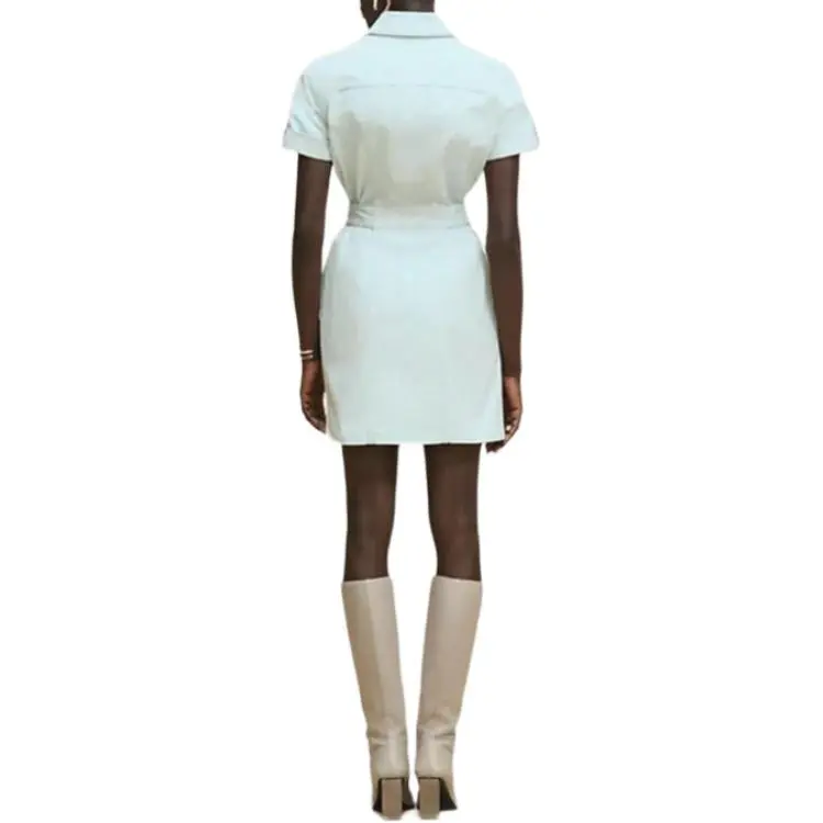 HERMES FW25 Short Sleeved Dress Women's Brown Green-1