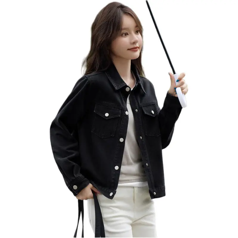 Mo Han Yi Mei Denim Jacket Women's Black-3
