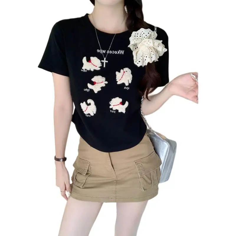 Mu Xiao Xin Regular T Shirt Women's Black-4