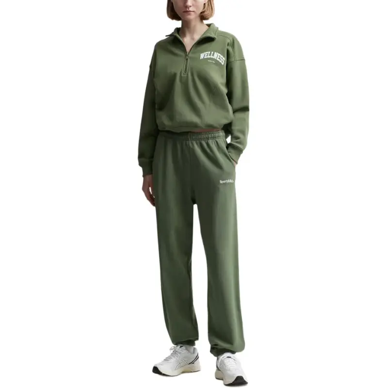 SPORTY & RICH SS25 Wellness Sweatshirt Women's Moss Green/White-2