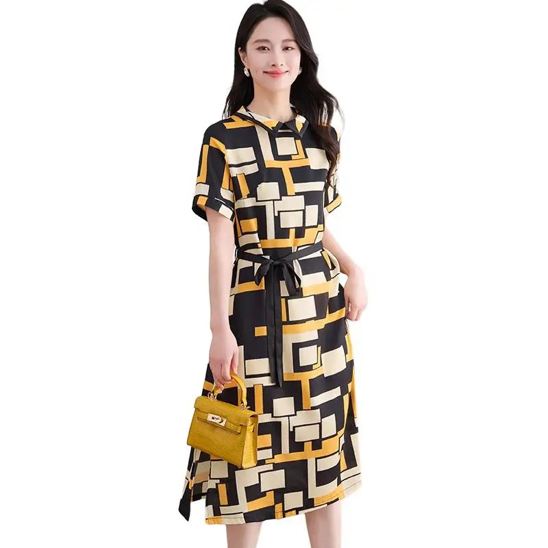 Yi Mengyuan Silk Short Sleeved Dress Women's-3